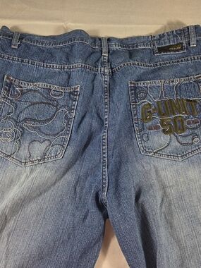 Vintage G-Unit 50 Cent Baggy Denim Jorts Y2K Hip Hop Embroidered Size 42